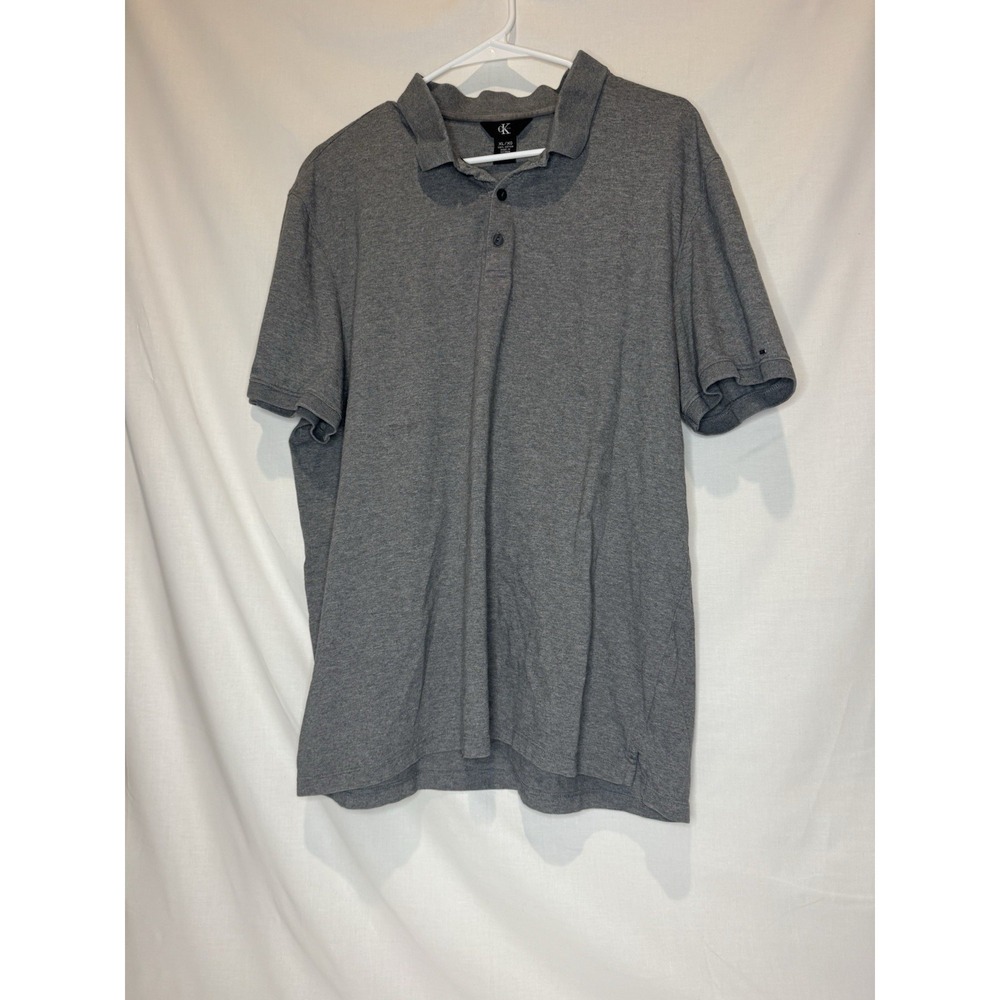 Calvin Klein Jeans Men's XL Gray Polo Shirt Short Sleeve 100% Cotton CK Logo